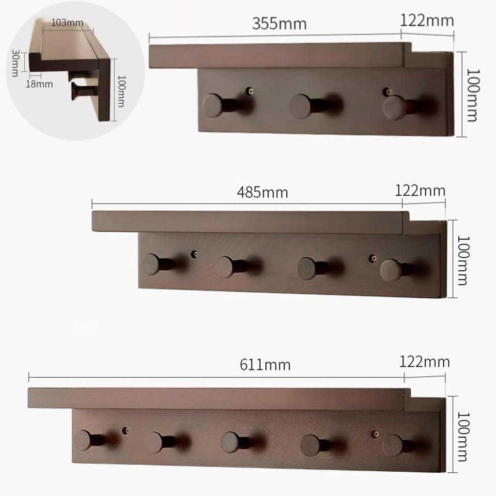 Wall Mounted Metal Shelf with Hooks | Floating Storage Rack & Decorative Organizer for Entryway, Kitchen, Bathroom & Living Room