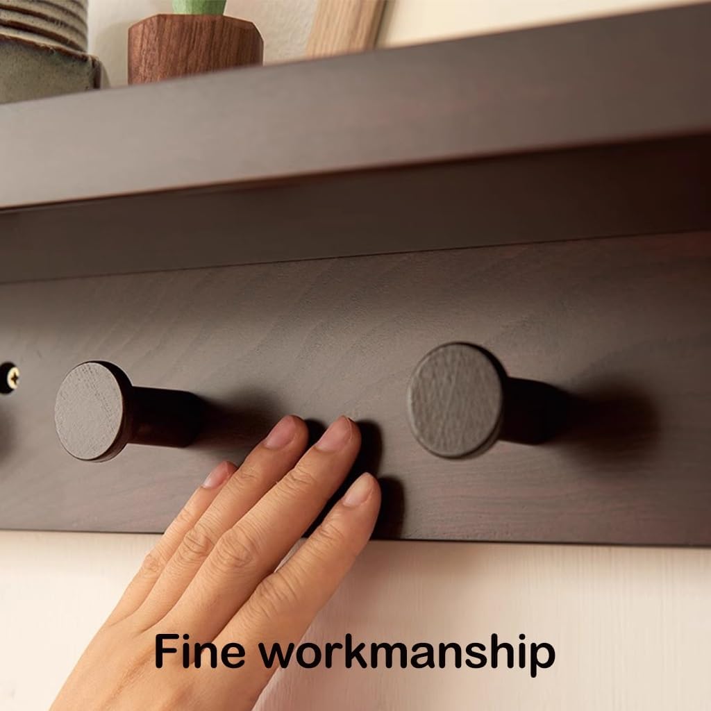 Wall Mounted Metal Shelf with Hooks | Floating Storage Rack & Decorative Organizer for Entryway, Kitchen, Bathroom & Living Room