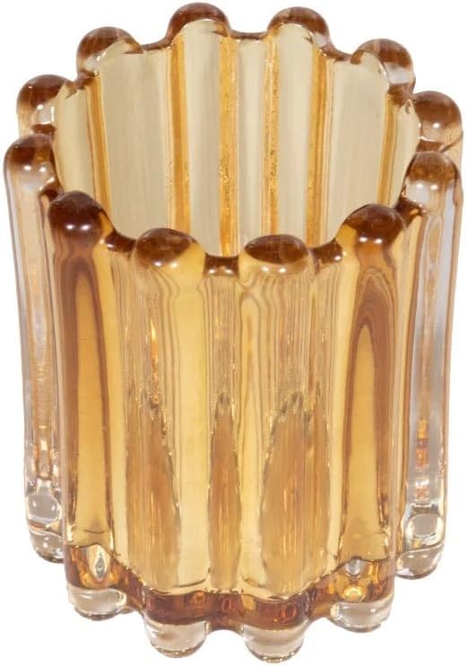 Reeded Glass Votive Candle Holder | Elegant Textured Decorative Tea Light Holder for Home Décor, Table Centerpiece & Ambient Lighting