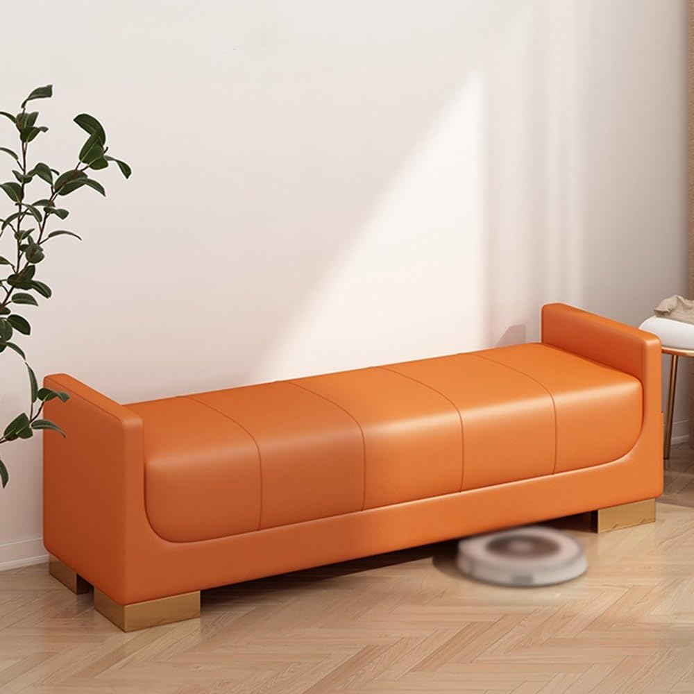 Nordic Style Fabric Storage Ottoman Stool | Minimalist Upholstered Footrest Bench for Bedroom, Living Room, Entryway & Home Décor Seating