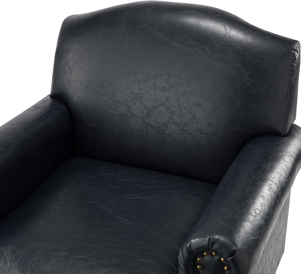 Modern Upholstered Accent Armchair | Comfy Single Sofa Chair with Headrest Trim for Living Room, Bedroom, Reading Corner & Lounge Seating