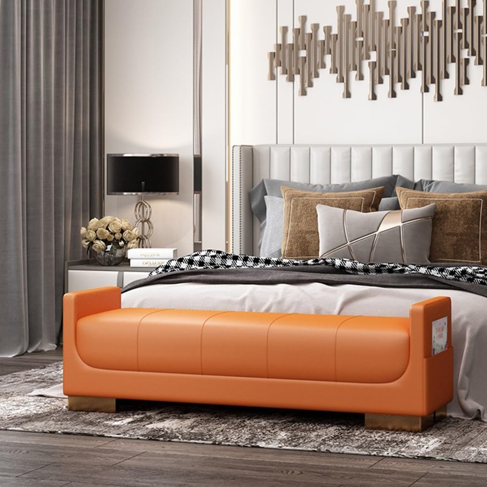 Nordic Style Fabric Storage Ottoman Stool | Minimalist Upholstered Footrest Bench for Bedroom, Living Room, Entryway & Home Décor Seating