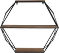 Modern Hexagon Metal Wall Shelf Set | Geometric Floating Wall Storage Rack for Living Room, Bedroom & Home Décor Display