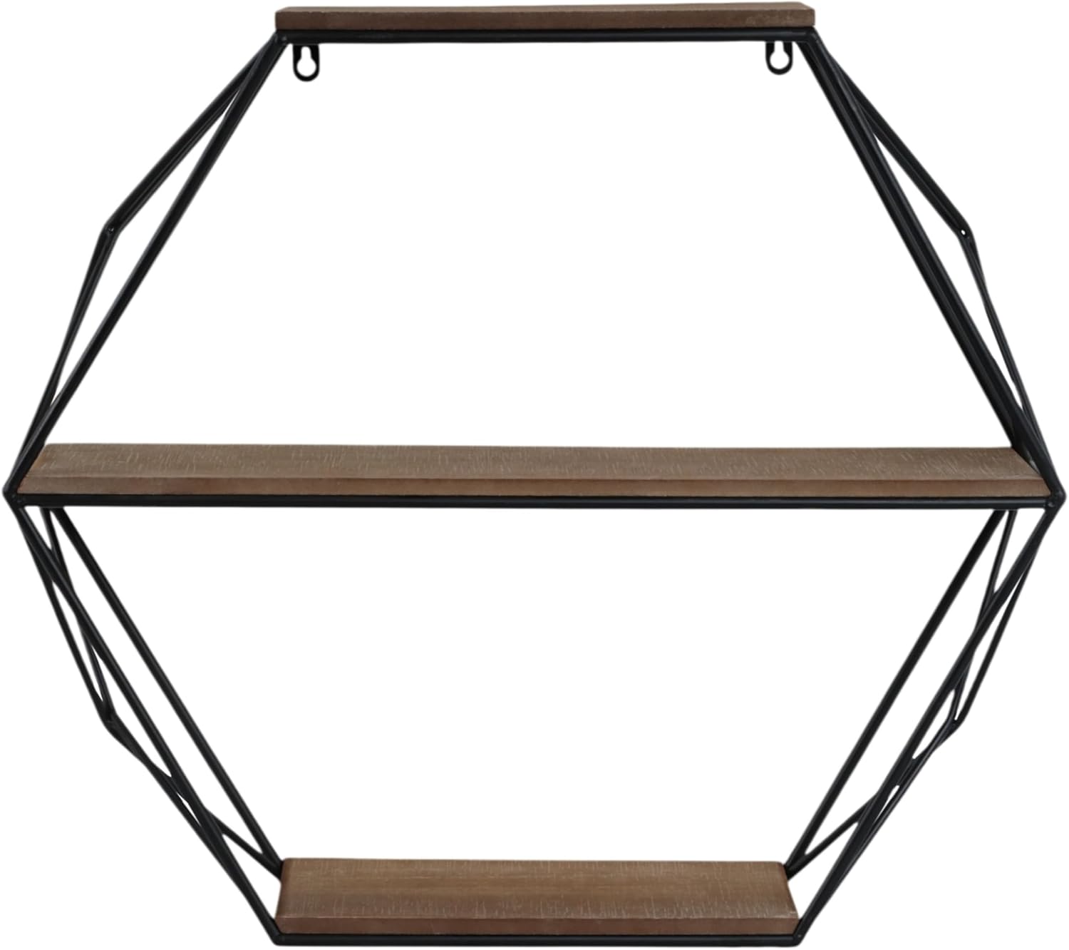 Modern Hexagon Metal Wall Shelf Set | Geometric Floating Wall Storage Rack for Living Room, Bedroom & Home Décor Display