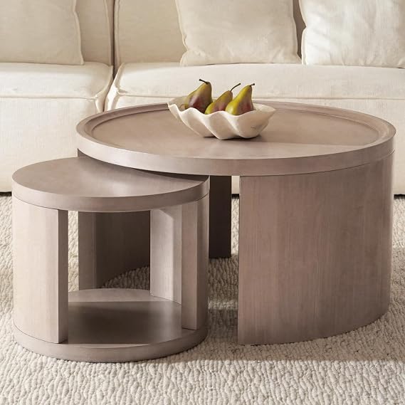 Modern Nesting Coffee Table Set | Minimalist Round Side Tables for Living Room, Bedroom & Small Space Home Décor Furniture