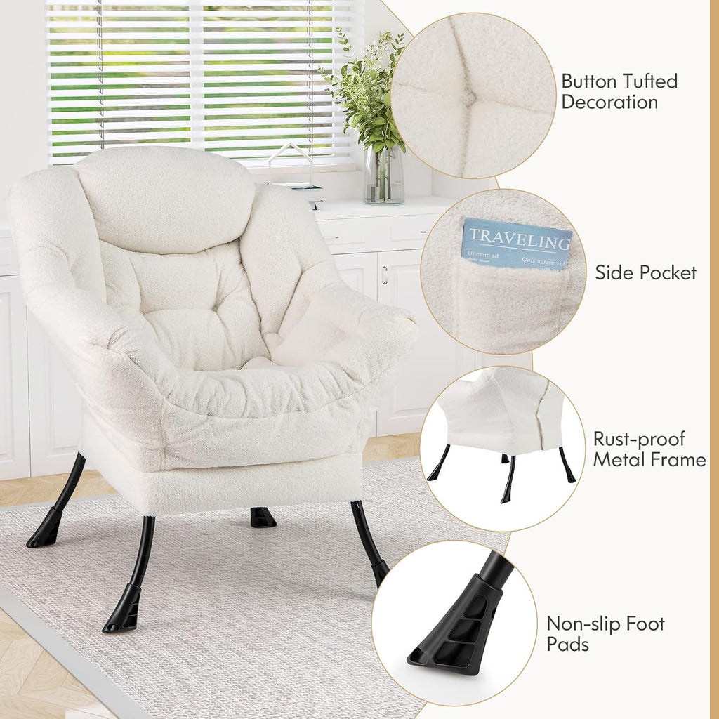Modern Upholstered Accent Armchair with Storage | Comfortable Single Sofa Chair for Living Room, Bedroom, Reading Corner & Small Spaces