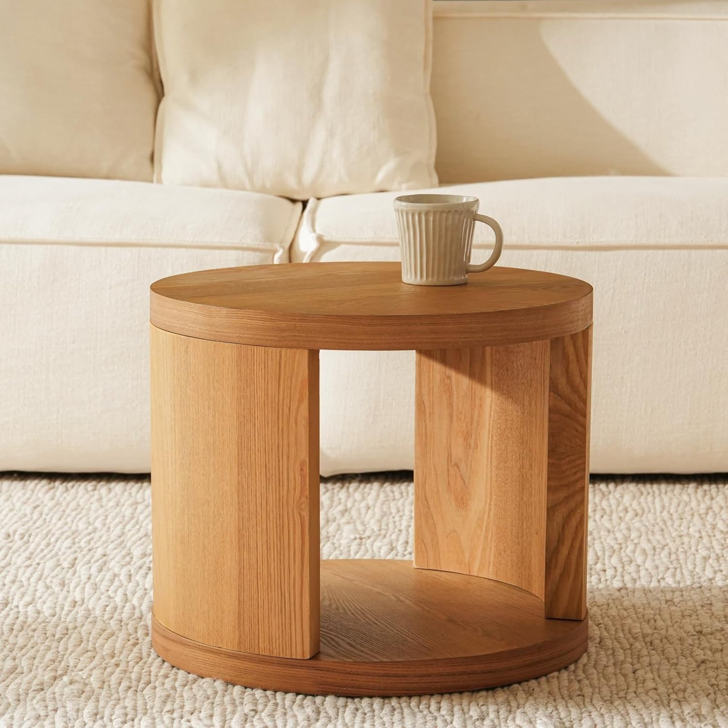 Modern Nesting Coffee Table Set | Minimalist Round Side Tables for Living Room, Bedroom & Small Space Home Décor Furniture