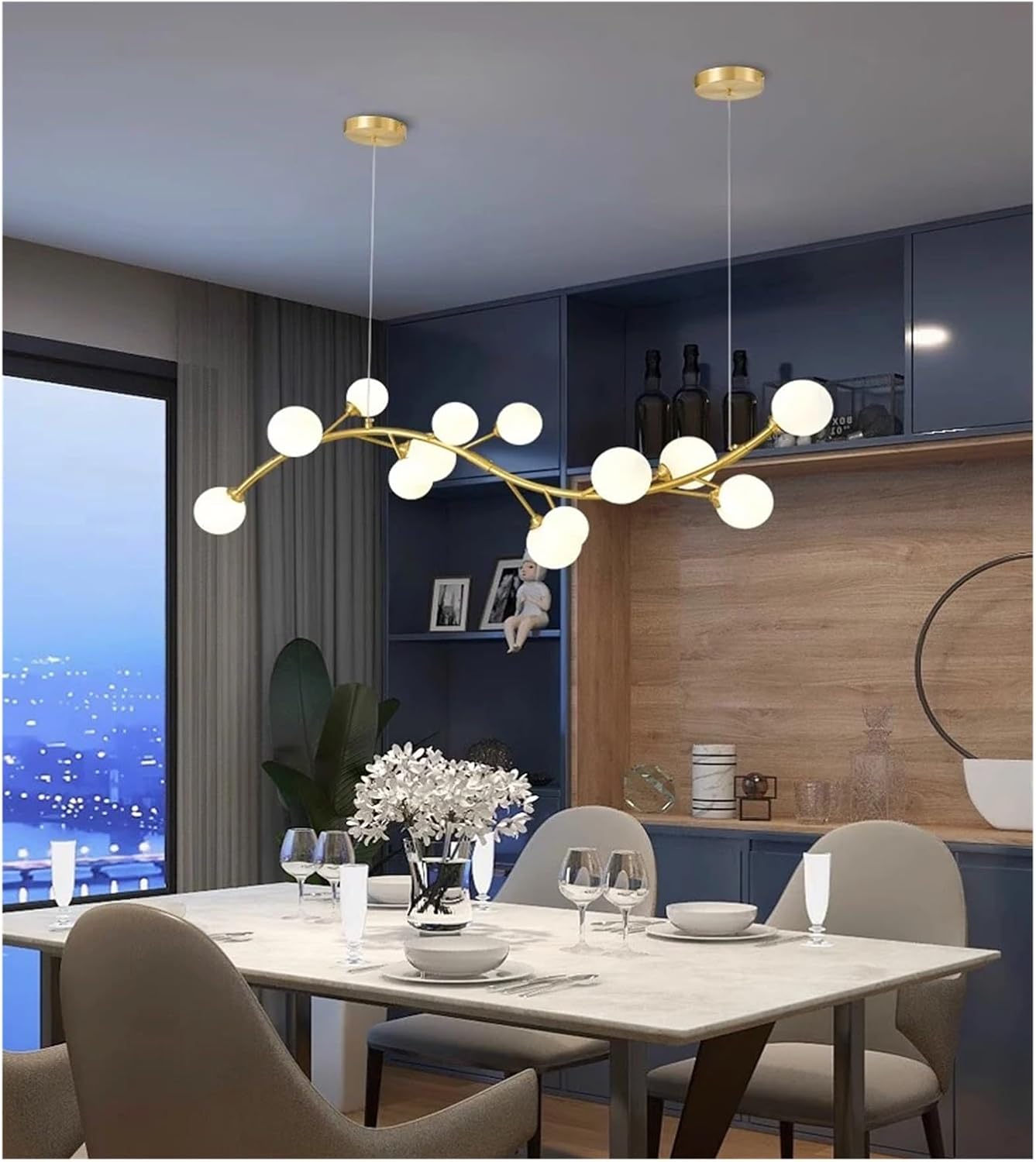 Modern Pendant Ceiling Light Fixture | Minimalist Hanging Chandelier Lighting for Kitchen Island, Dining Room, Living Room & Home Décor