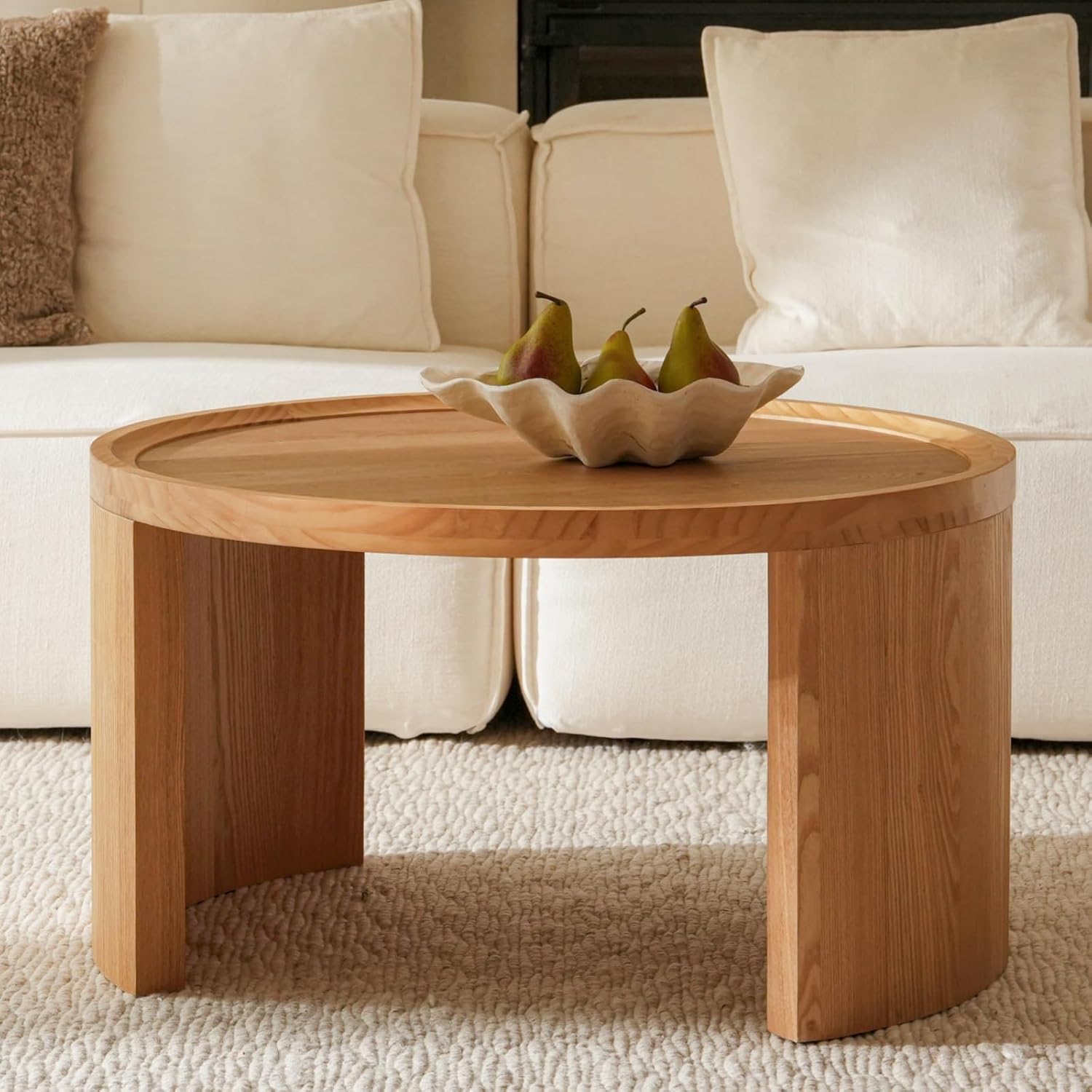 Modern Nesting Coffee Table Set | Minimalist Round Side Tables for Living Room, Bedroom & Small Space Home Décor Furniture