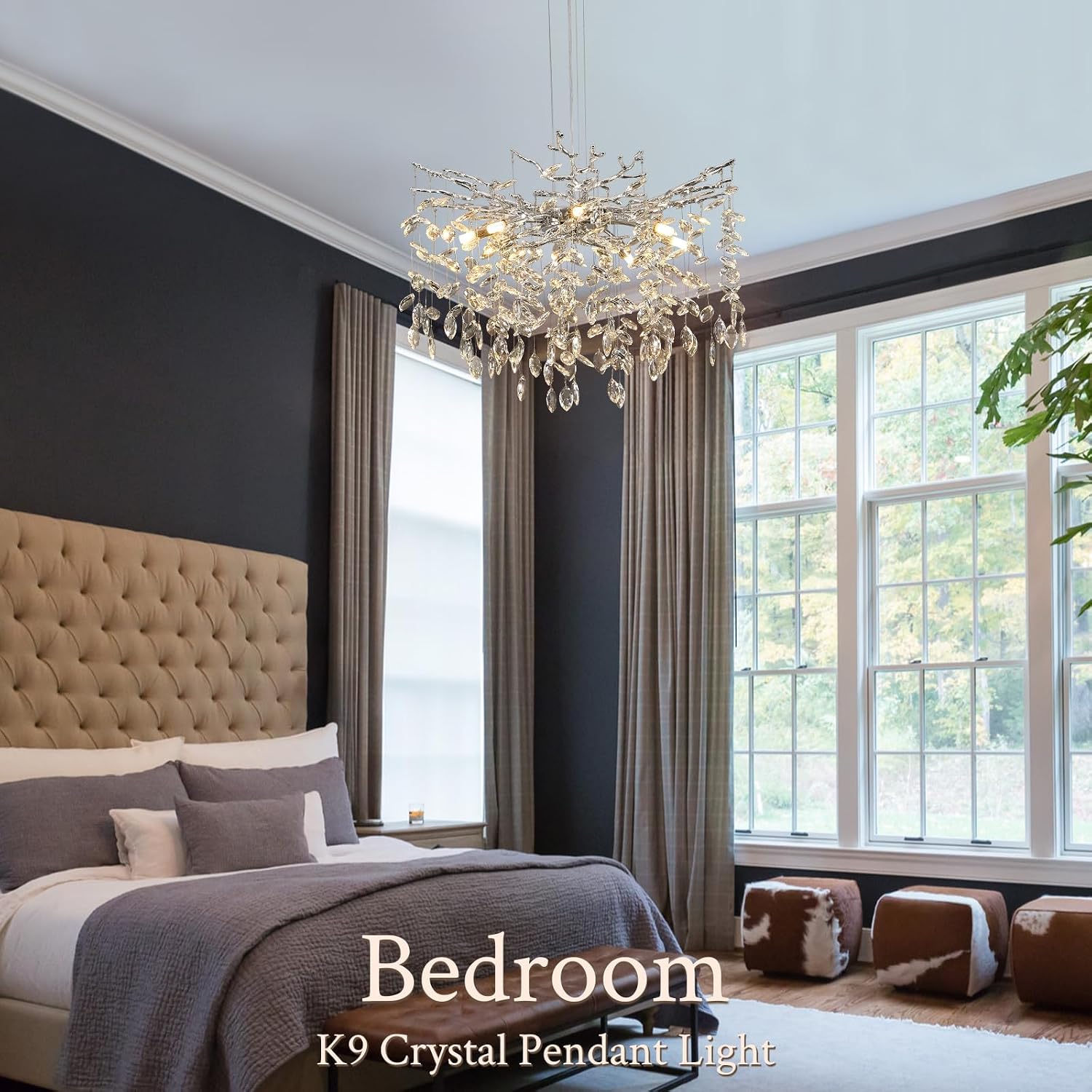 Modern Contemporary Chandelier Lighting Fixture | Elegant Ceiling Pendant Light for Living Room, Dining Room, Bedroom & Home Interior Décor