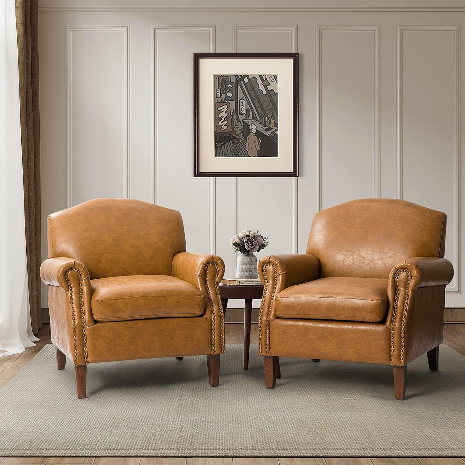 Modern Upholstered Accent Armchair | Comfy Single Sofa Chair with Headrest Trim for Living Room, Bedroom, Reading Corner & Lounge Seating