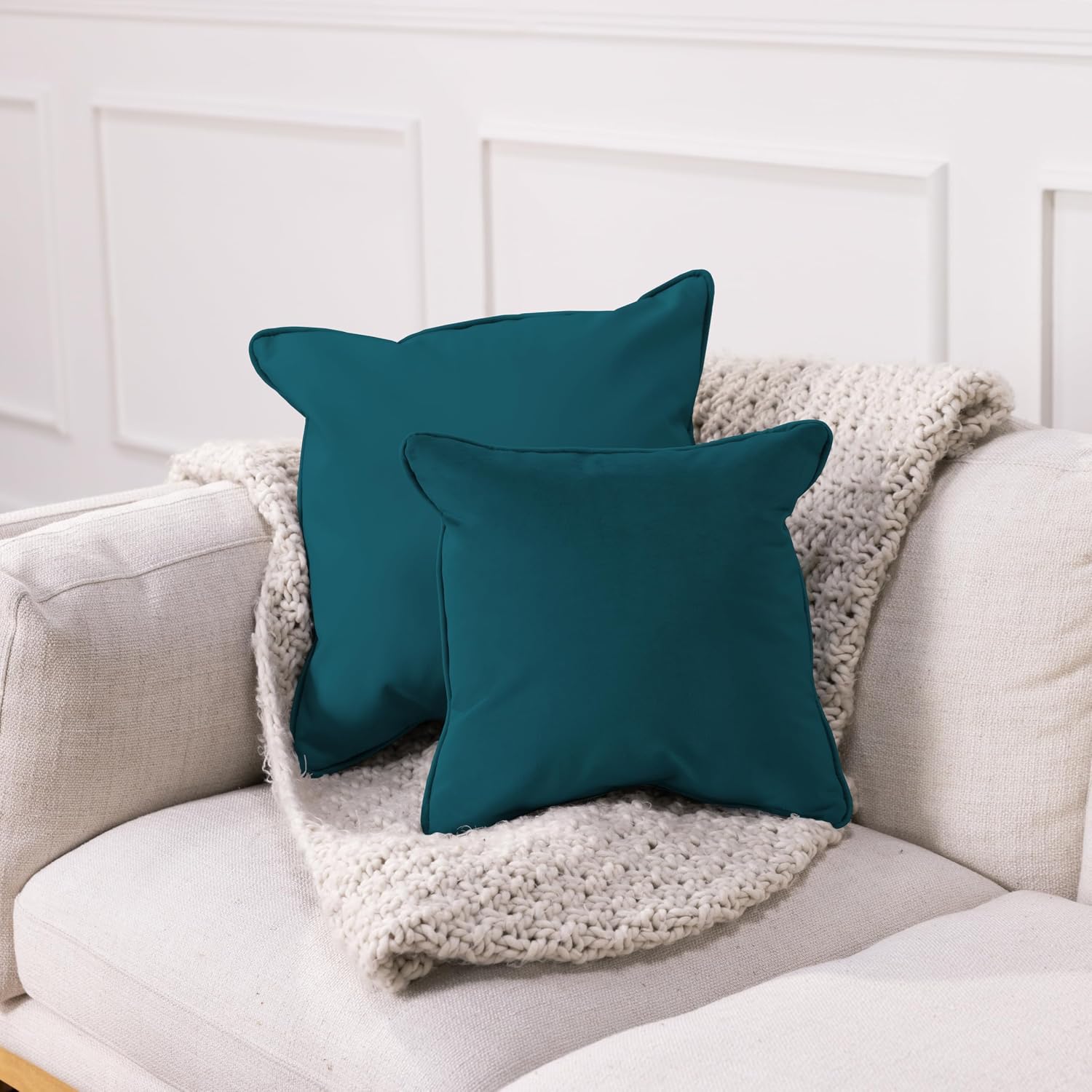 Velvet Square Throw Pillow Cover | Soft Decorative Cushion for Sofa, Bed, Couch & Home Living Room Décor Accent Pillow