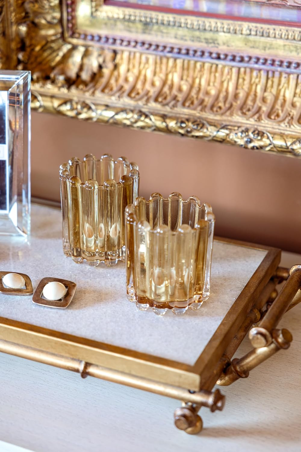 Reeded Glass Votive Candle Holder | Elegant Textured Decorative Tea Light Holder for Home Décor, Table Centerpiece & Ambient Lighting